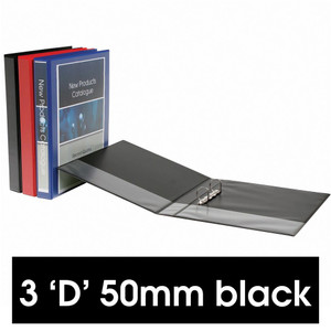 MARBIG ENVIRO CLEARVIEW INSERT BINDERS A4 3 'D' 50mm Black