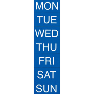 QUARTET MAGNETIC CALENDAR HEADINGS Days White on Blue 50x25mm (Pack of 7)