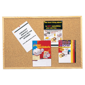 QUARTET CORK BULLETIN BOARD PINE FRAME 900x600mm