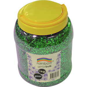 RAINBOW GLITTER BULK 1 KG JAR Green