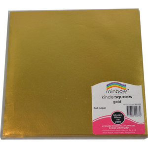 RAINBOW FOIL PAPER SQUARES 85GSM Single Sided 250mm GOLD PACK 100