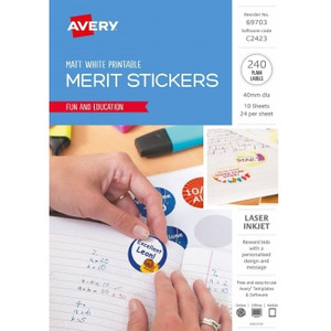 AVERY DIY MERIT STICKERS Circles 40mm Diameter