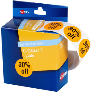 AVERY DISPENSER LABELS PRINTED 30% Off Orange/Black 24mm Dia 24mm Diameter Box of 500