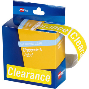 AVERY DISPENSER LABELS PRINTED Clearance Yellow/White 19x64mm 19x64mm Pack of 250