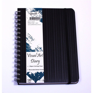 QUILL PREMIUM VISUAL ART DIARY A4 125gsm 120 Page Black
