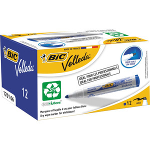 BIC WHITEBOARD 1701 ECO MARKER Blue, Bullet Tip Pack of 12