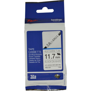 BROTHER HSE-231 HEAT SHRINK TUBE 11.2mm Black On White, Compatible with PT-E300VP