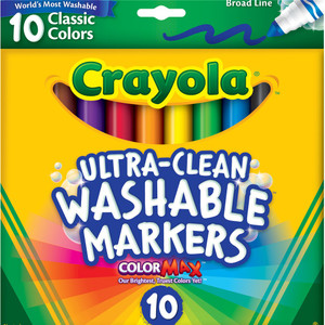 CRAYOLA WASHABLE BROAD MARKER 10 Asst Classic Colors 58 7851