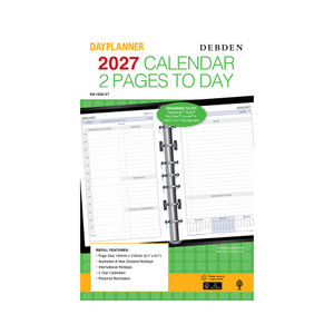 DEBDEN DAYPLANNER DESK EDITION REFILLS - 7 RING 2 Pages Per Day Dated (1 year) (Pre-Order Now for 2027) ** ETA 30/9/2026 **