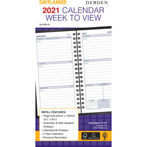 DEBDEN DAYPLANNER REFILL ORG Weekly Dated Calendar Slimline (2024)