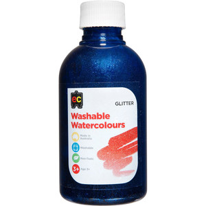 EC WASHABLE WATERCOLOUR PAINTS 250ml Glitter Blue
