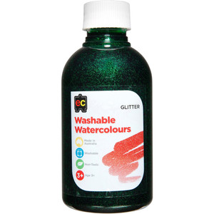 EC WASHABLE WATERCOLOUR PAINTS 250ml Glitter Green