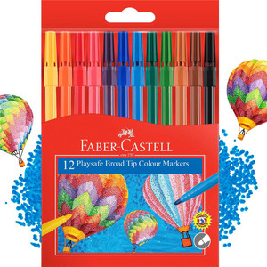Faber-Castell Broad-Tip Playsafe Colour Markers Assorted, Pack of 12