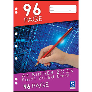 SOVREIGN BINDER BOOK A4 96PG 8MM RULED