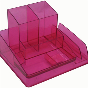 ITALPLAST Desk Organiser - Tinted Pink, Each