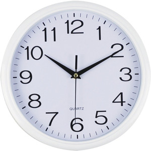 ITALPLAST Wall Clock 43cm - White Frame/White Face, Each
