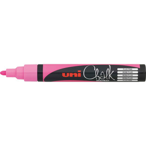 UNI CHALK MARKER 2.5mm Bullet Tip Fluoro Pink