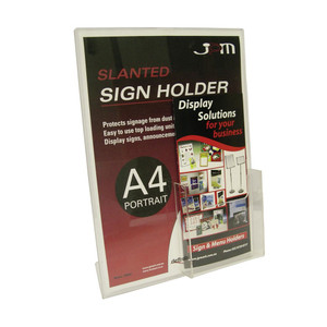 DEFLECT-O SIGN HOLDER SLANTED Dl Brochure Top Pocket, A4 Portrait