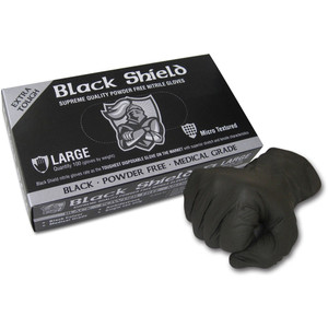 MAXISAFE DISPOSABLE GLOVES Black Shield Nitrile XL Extra Heavy Duty Unpowdered, Pk100