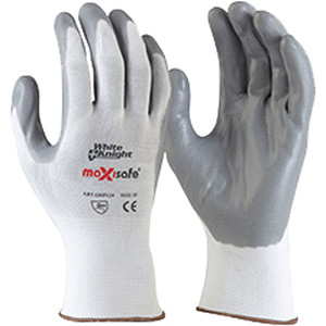 Maxisafe Synthetic Coat Gloves White Knight Foamnitrile Glove XL Pair (See Also KLE-51FLEX10)