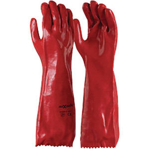 Maxisafe Chem Resistant Gloves Chemical Resistant Glove Red PVC Single Dipped 45cm