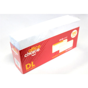 OFFICE CHOICE DL ENVELOPES 110x220mm Strip Seal Window/F SOHO 903356OC ** While Stocks Last ** (Pack of 100)