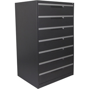 STEELCO 7 DRAWER Multimedia Cabinet H1320xW790xD620-GRAPHITE RIPPLE
