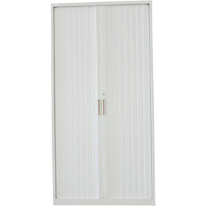 STEELCO TAMBOUR DOOR CUPBOARD 5 Shelf White Satin H2000xW1200xD463mm