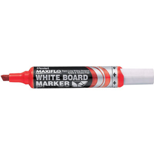 Pentel MWL6 Maxiflo Whiteboard Marker Chisel Point 3.0-7.0mm Red, Each