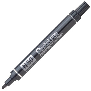 Pentel N50 Permanent Marker Bullet Point 1.5mm Black, Each