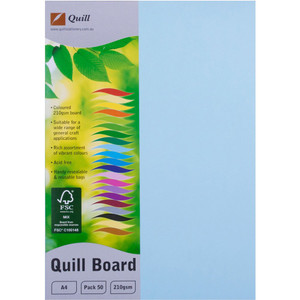 Quill Coloured Board 210gsm A4 - Powder Blue, Pack of 50 (90304)