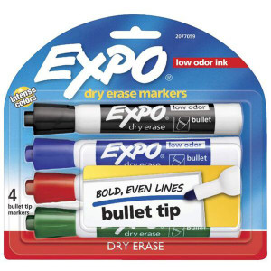 EXPO WHITEBOARD MARKER 2.0mm Bullet Tip Assorted Wallet of 4 (2081760)
