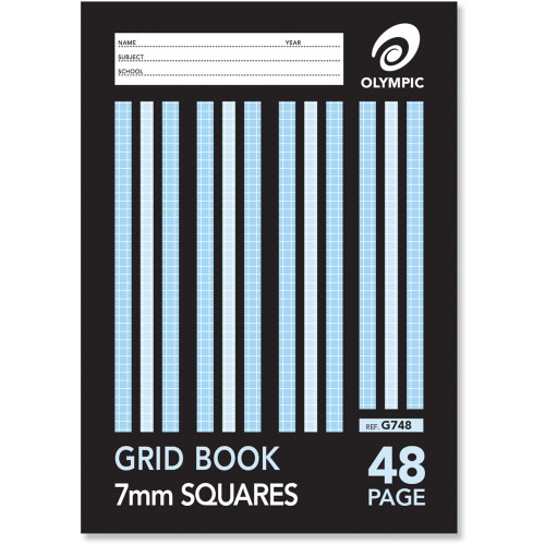 Olympic Grid Book G748 A4 48 Page 7mm Grid Ruled(140752)