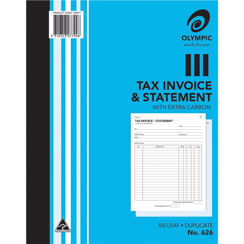 Olympic Carbon Duplicate Invoice Statement No.626 250 x 200mm 100 Leaf (142807)
