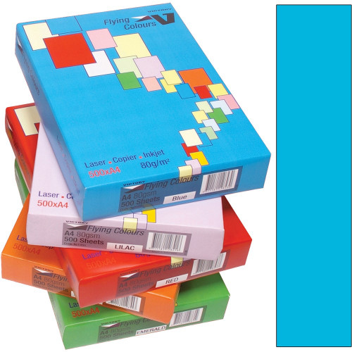 FLYING COLOURS COPY PAPER A4 80gsm Turquoise Marine (Pack of 500)