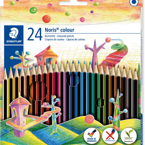 Staedtler 185 Noris Colour Coloured Pencils, Pack of 24 Assorted Colours