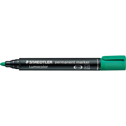 Staedtler 352 Lumocolor Permanent Marker 2.0mm Bullet Tip - Green, Box of 10