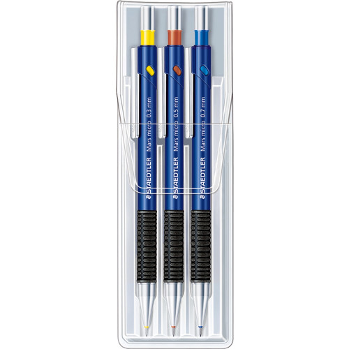 Staedtler 775 Mars Micro Mechanical Pencil - Wallet of 3 - 0.3, 0.5, 0.7mm