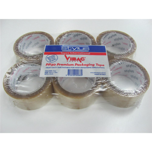 VIBAC 1090 PP30R PACKAGING TAPE Clear 48mmx75m (Pack of 6 Rolls)