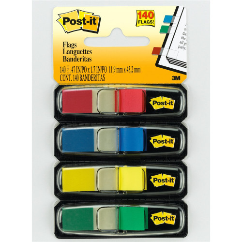 POST-IT FLAGS ASSORTED MINI 683-4 Blue, Green, Red & Yellow, Pk140
