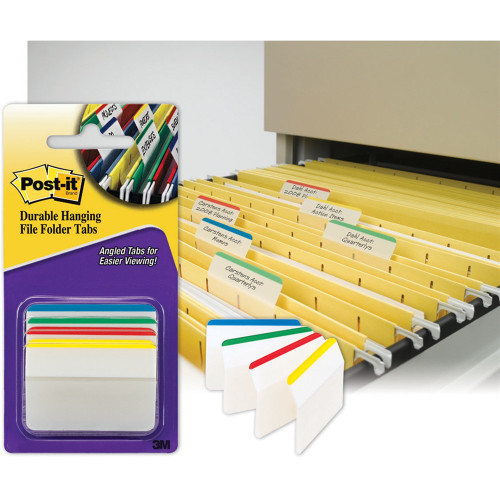 POST-IT 686A-1 DURABLE TABS Angle 50x38 White Red Blue Yellow Green 24 Pack