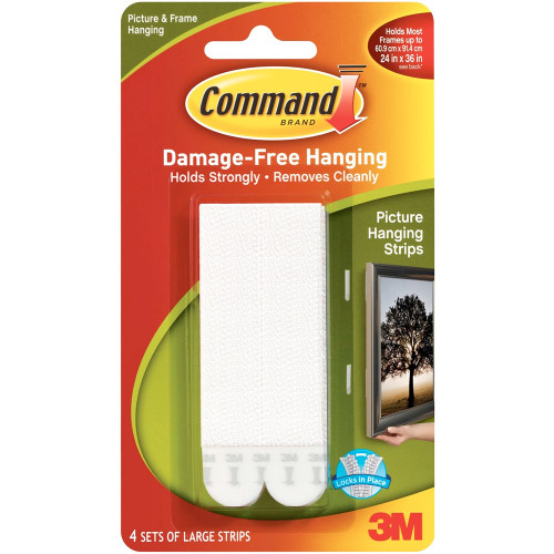 COMMAND PICTURE HANGING STRIPS Large White 17206 4 Pairs Per Pack