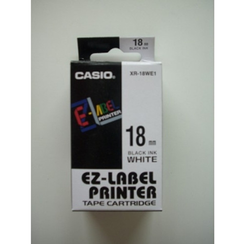 CASIO XR18WE EZ LABEL TAPE Black On White 18mm