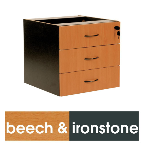 LOGAN FIXED PEDESTAL 3 Drawer BeechIronstone D3BI