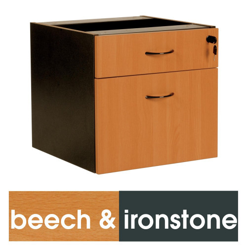 LOGAN FIXED PEDESTAL 1Std1F Drawer BeechIronstone DFBI