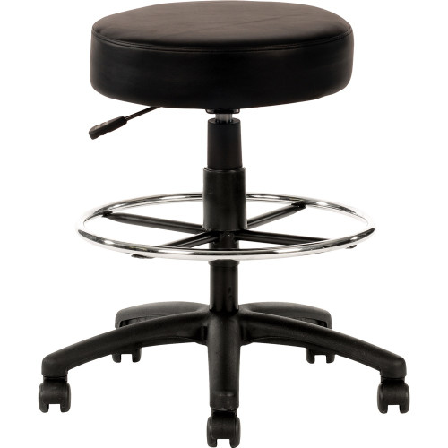 DRAFTING UTILITY STOOL Black PU with Drafting Ring