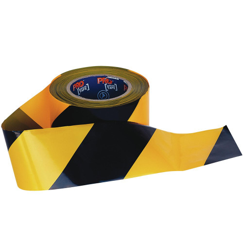 ZIONS GENERAL SAFETY EQUIPMENT BARRICADE SAFETY TAPE (100m x 75mm Yellow/Black)