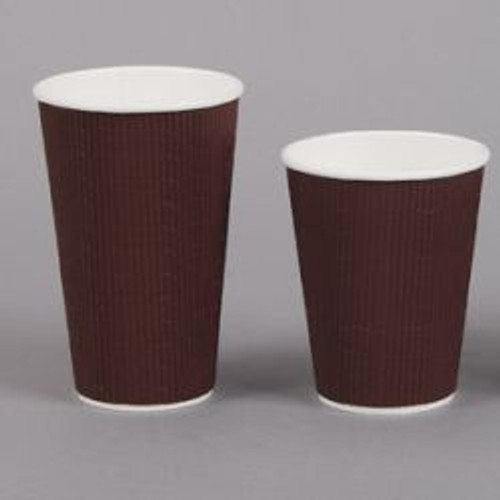 PAPER COFFEE CUPS Ripple 12oz (355ml) Brown Bx500  ( CHC0644 )  ( STARW12NB )