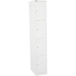 GO Steel 4 Door Locker 1860mm (H) x 305mm (W) x 455mm (D) - Silver Grey (Assembled), Each