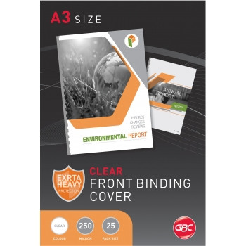 GBC BINDING COVER A3 250 MICRON CLEAR PK25